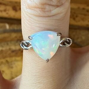 Natural Ethiopian Opal Sterling Silver Ring Size 6